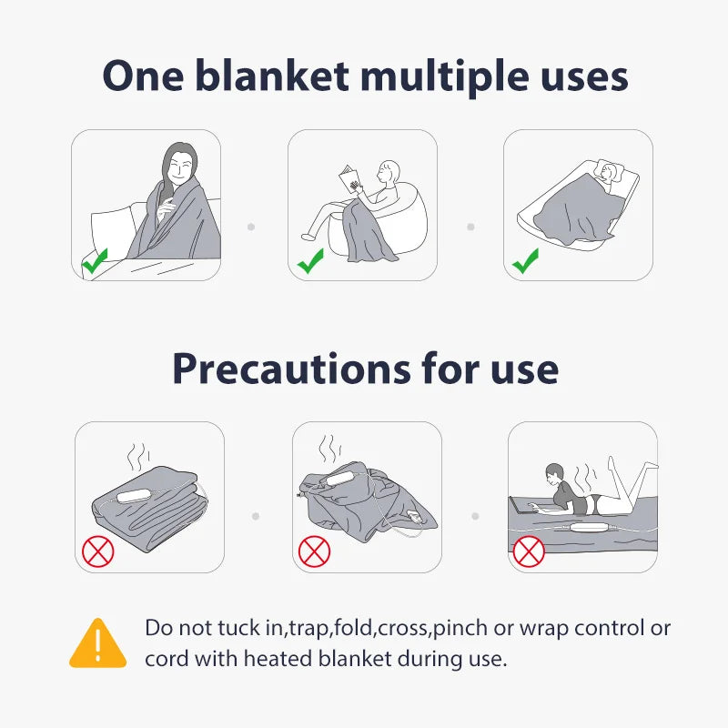 Luxury Flannel Heated Throw 9 Heat Settings 4H Timer Overheat Protection Ultra Soft Washable Low Power Consumption Sofa Bed Use
