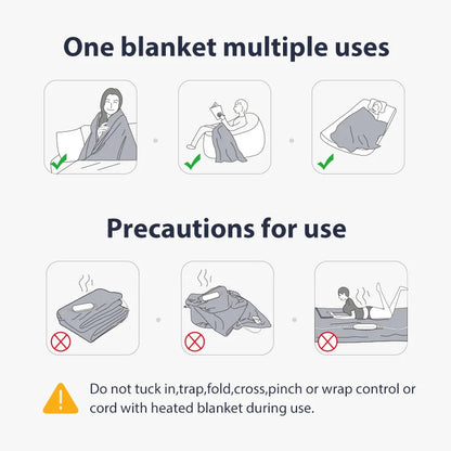 Luxury Flannel Heated Throw 9 Heat Settings 4H Timer Overheat Protection Ultra Soft Washable Low Power Consumption Sofa Bed Use