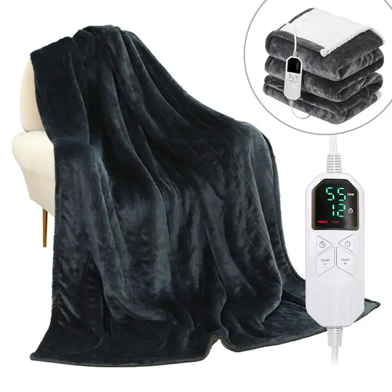 Luxury Flannel Heated Throw 9 Heat Settings 4H Timer Overheat Protection Ultra Soft Washable Low Power Consumption Sofa Bed Use