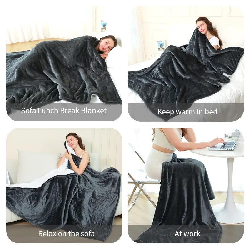 Luxury Flannel Heated Throw 9 Heat Settings 4H Timer Overheat Protection Ultra Soft Washable Low Power Consumption Sofa Bed Use
